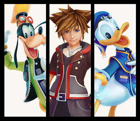 PSN avatars for Kingdom Hearts III Sora, Donald, and Goofy